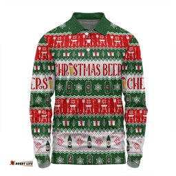 Australia Christmas Custom Long Sleeve Polo Shirt - Ugly Christmas Beer Long Sleeve Polo Shirt