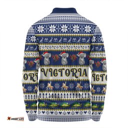 Victoria Big Things Christmas Custom Long Sleeve Polo Shirt - Giant Koala And Murray Cod Long Sleeve Polo Shirt