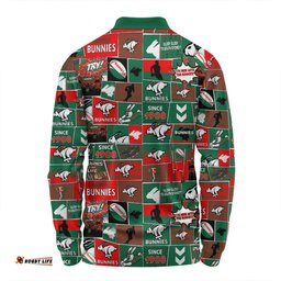 South Sydney Rabbitohs Long Sleeve Polo Shirt - Team Of Us Die Hard Fan Supporters Comic Style Long Sleeve Polo Shirt