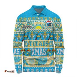 Gold Coast Titans Christmas Aboriginal Custom Long Sleeve Polo Shirt - Indigenous Knitted Ugly Xmas Style Long Sleeve Polo Shirt