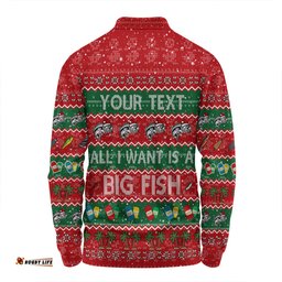 Australia Christmas Custom Long Sleeve Polo Shirt - Merry Fishmas All I Want is a Big Fish Long Sleeve Polo Shirt