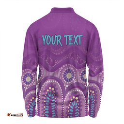Australia Aboriginal Custom Long Sleeve Polo Shirt - Purple Aboriginal Dot Long Sleeve Polo Shirt