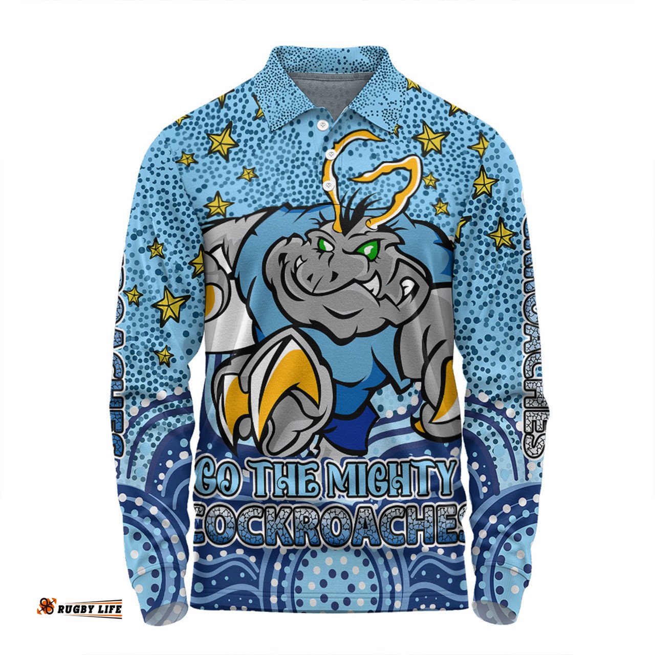 New South Wales Cockroaches Custom Long Sleeve Polo Shirt - Custom With Aboriginal Inspired Style Of Dot Painting Patterns  Long Sleeve Polo Shirt