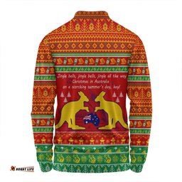 Australian Christmas Carol Christmas Long Sleeve Polo Shirt - Jingle Bells Ugly Style V2 Long Sleeve Polo Shirt