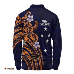 Australia South Sea Islanders Long Sleeve Polo Shirt - New Ireland Flag With Polynesian Pattern Long Sleeve Polo Shirt
