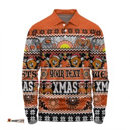Wests Tigers Christmas Aboriginal Custom Long Sleeve Polo Shirt - Indigenous Knitted Ugly Xmas Style Long Sleeve Polo Shirt
