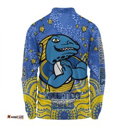 Parramatta Eels Custom Long Sleeve Polo Shirt - Custom With Aboriginal Inspired Style Of Dot Painting Patterns  Long Sleeve Polo Shirt