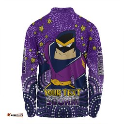 Melbourne Storm Custom Long Sleeve Polo Shirt - Custom With Aboriginal Inspired Style Of Dot Painting Patterns  Long Sleeve Polo Shirt