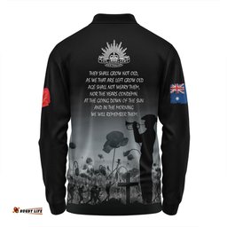 Australia Anzac Day Long Sleeve Polo Shirt - Lest We Forget Black Long Sleeve Polo Shirt