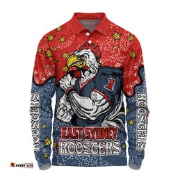 Sydney Roosters Custom Long Sleeve Polo Shirt - Team With Dot And Star Patterns For Tough Fan Long Sleeve Polo Shirt
