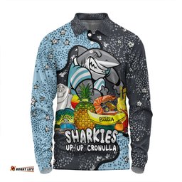 Cronulla-Sutherland Sharks Custom Long Sleeve Polo Shirt - Australian Big Things Long Sleeve Polo Shirt
