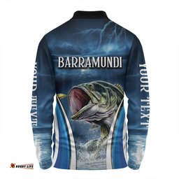 Australia Fishing Custom Long Sleeve Polo Shirt - Jumping Barramundi Fishing  Long Sleeve Polo Shirt