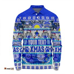 Canterbury-Bankstown Bulldogs Christmas Aboriginal Custom Long Sleeve Polo Shirt - Indigenous Knitted Ugly Xmas Style Long Sleeve Polo Shirt
