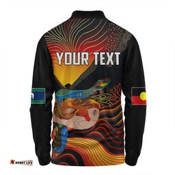 Australia Aboriginal Custom Long Sleeve Polo Shirt - Rainbow Serpent In Aboriginal Dreaming Art Inspired Long Sleeve Polo Shirt