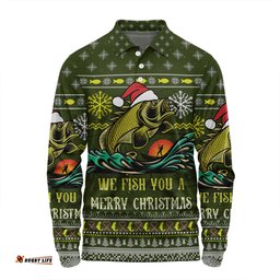 Australia Christmas Fishing Custom Long Sleeve Polo Shirt - We Fish You A Merry Christmas Long Sleeve Polo Shirt