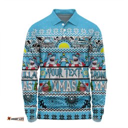 Cronulla-Sutherland Sharks Christmas Aboriginal Custom Long Sleeve Polo Shirt - Indigenous Knitted Ugly Xmas Style Long Sleeve Polo Shirt