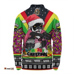 Penrith Panthers Christmas Custom Long Sleeve Polo Shirt - Penrith Panthers Santa Aussie Big Things Christmas Long Sleeve Polo Shirt