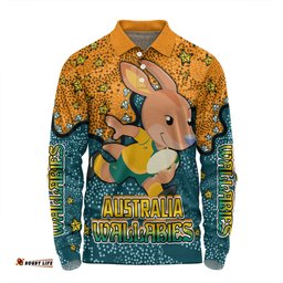 Australia Wallabies Custom Long Sleeve Polo Shirt - Team With Dot And Star Patterns For Tough Fan Long Sleeve Polo Shirt