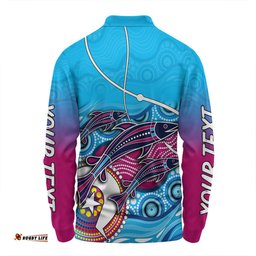 Australia Fishing Aboriginal Fishing Custom Long Sleeve Polo Shirt - Fishaholic With The Dhari Symbol And Aboriginal Pattern Long Sleeve Polo Shirt