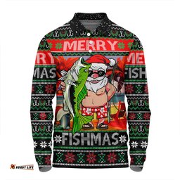 Australia Christmas Fishing Long Sleeve Polo Shirt - Merrry Fishmas Angler Santa Claus Long Sleeve Polo Shirt