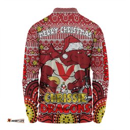 St. George Illawarra Dragons Christmas Custom Long Sleeve Polo Shirt - Christmas Knit Patterns Vintage Jersey Ugly Long Sleeve Polo Shirt