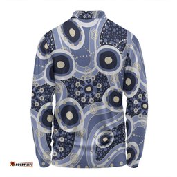 Australia Aboriginal Long Sleeve Polo Shirt - Purple Aboriginal Dot Art Inspired Long Sleeve Polo Shirt