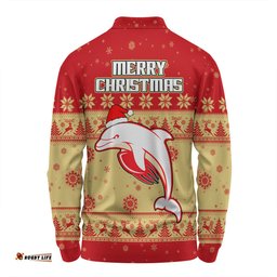 Redcliffe Dolphins Christmas Custom Long Sleeve Polo Shirt - Special Ugly Christmas Long Sleeve Polo Shirt