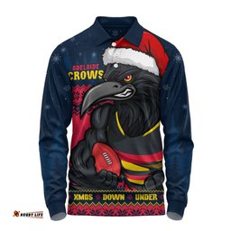 Amazing Aussie Adelaide Crows Merry Christmas Down Under Footy Power Style Long Sleeve Polo Shirt