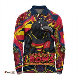 Amazing Aussie Adelaide Crows Blazing Spirit Of Victory Long Sleeve Polo Shirt