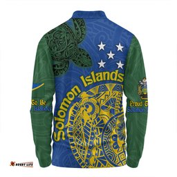 Amazing Aussie Australia South Sea Islanders Proud To Be Solomon Islander In Polynesian Pattern Inspired Long Sleeve Polo Shirt