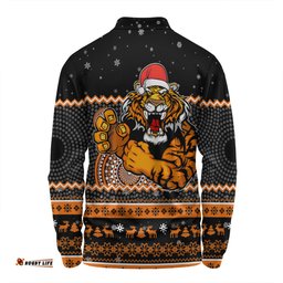 Wests Tigers Christmas Custom Long Sleeve Polo Shirt - Ugly Xmas And Aboriginal Patterns For Die Hard Fan Long Sleeve Polo Shirt