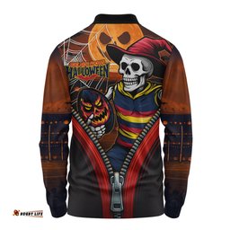Amazing Aussie Adelaide Crows Halloween Night Reaper Zipper Long Sleeve Polo Shirt