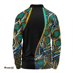 Amazing Aussie Australia Aboriginal Custom Color Dot Dreamtime Long Sleeve Polo Shirt