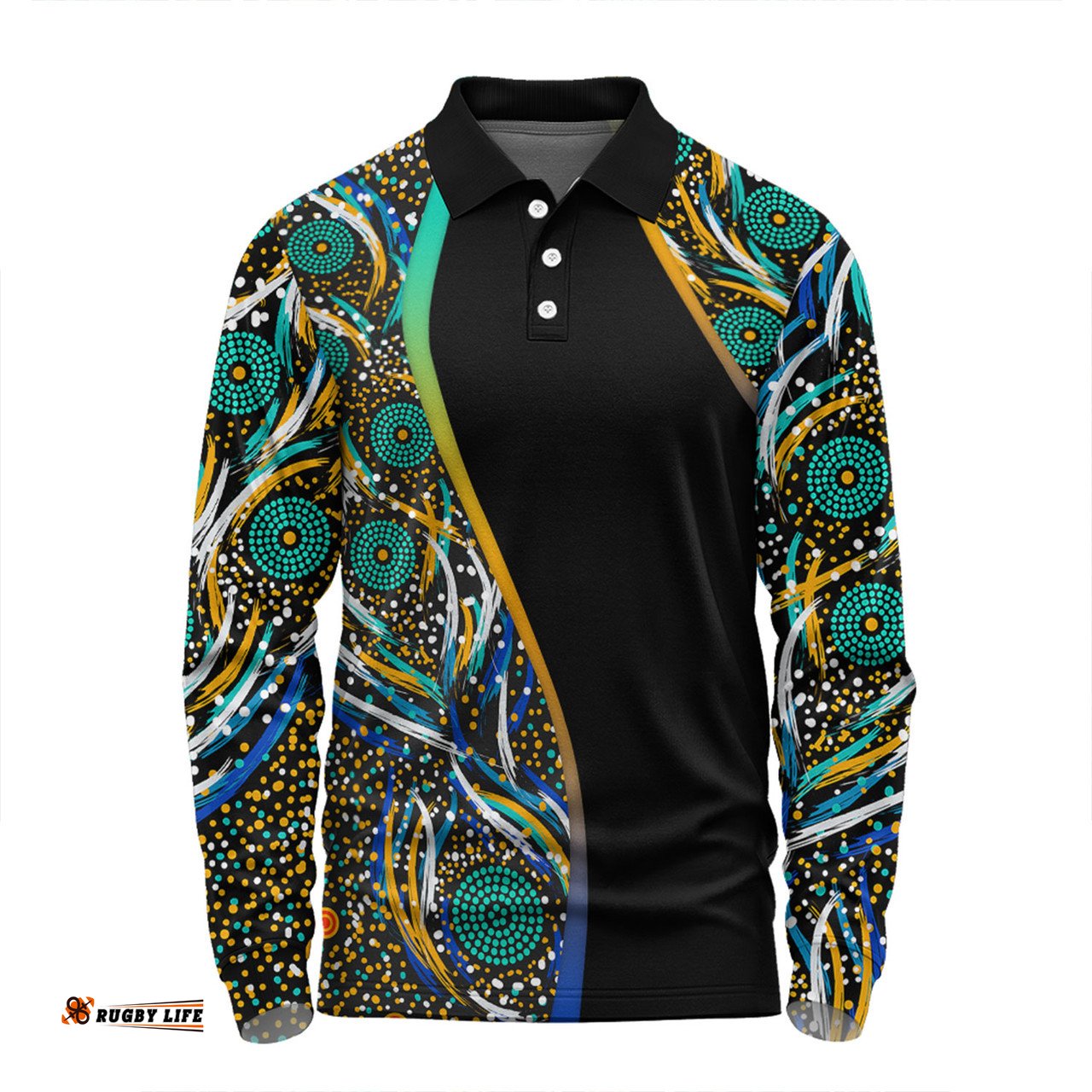 Amazing Aussie Australia Aboriginal Custom Color Dot Dreamtime Long Sleeve Polo Shirt