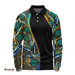 Amazing Aussie Australia Aboriginal Custom Color Dot Dreamtime Long Sleeve Polo Shirt