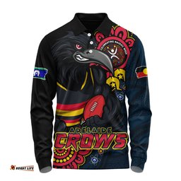 Amazing Aussie Adelaide Crows Power Through Generations NAIDOC Edition Long Sleeve Polo Shirt