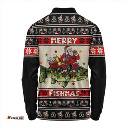Amazing Aussie Australia Fishing Santa Ugly Christmas Long Sleeve Polo Shirt