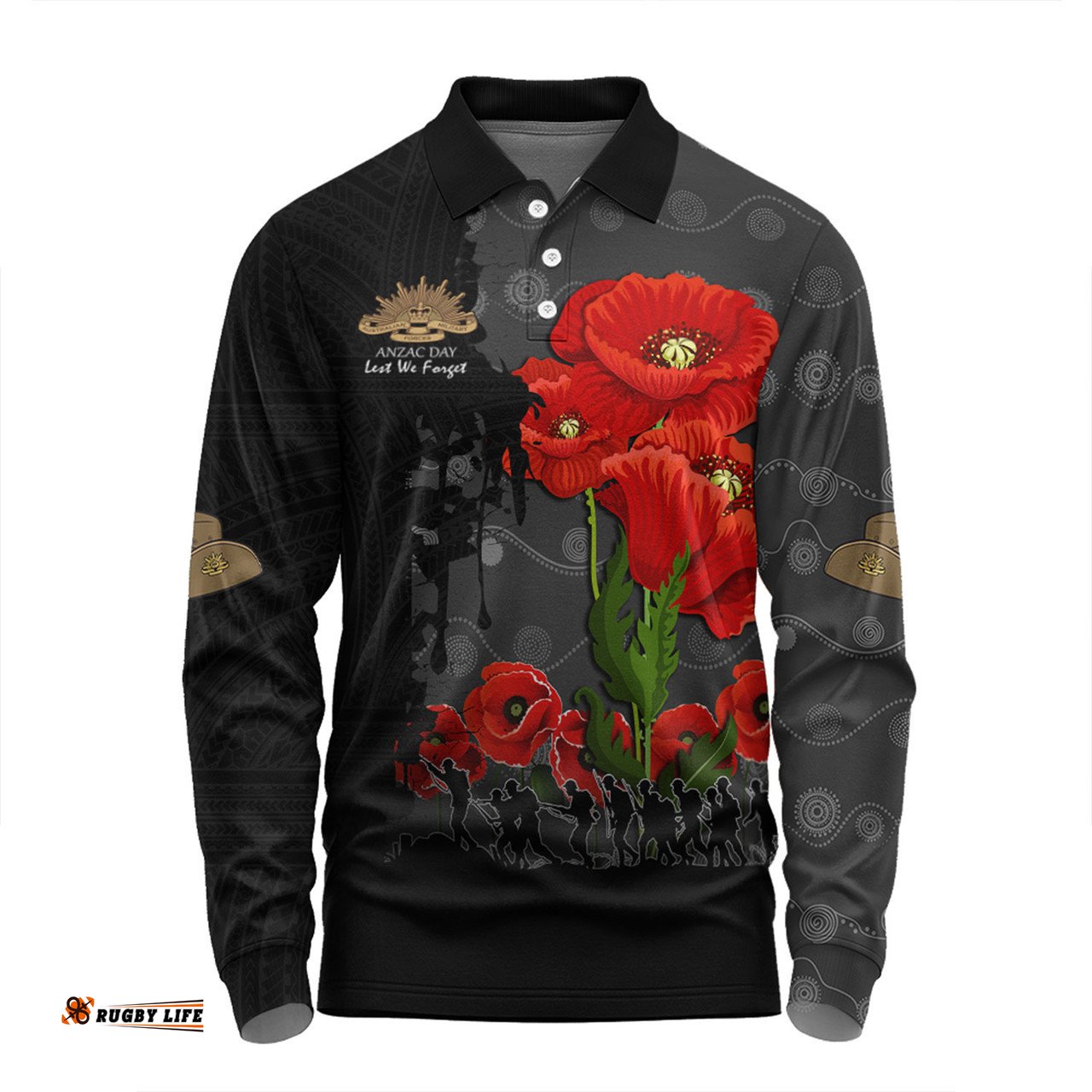 Amazing Aussie Australia Anzac Day Custom Australian And New Zealand Warriorsers In Flanders Fields Poppy Flowers V2 Long Sleeve Polo Shirt