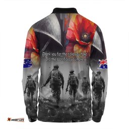 Amazing Aussie Australia Anzac Day Custom Thank You For The Risks You Take Long Sleeve Polo Shirt