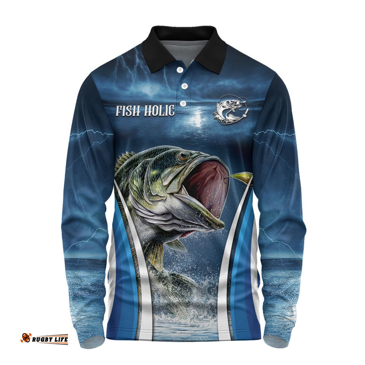 Amazing Aussie Australia Fishing Custom Jumping Barramundi Fishing  Long Sleeve Polo Shirt