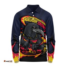 Amazing Aussie Adelaide Crows Premiership Series Flame Edition Long Sleeve Polo Shirt