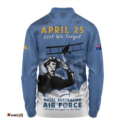 Amazing Aussie Australia Anzac Day Royal Australian Air Force Gallipoli Skies Long Sleeve Polo Shirt