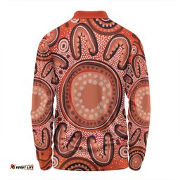 Amazing Aussie Australia Dot Painting Inspired Aboriginal Big Flower Painting With Aboriginal Dot Long Sleeve Polo Shirt
