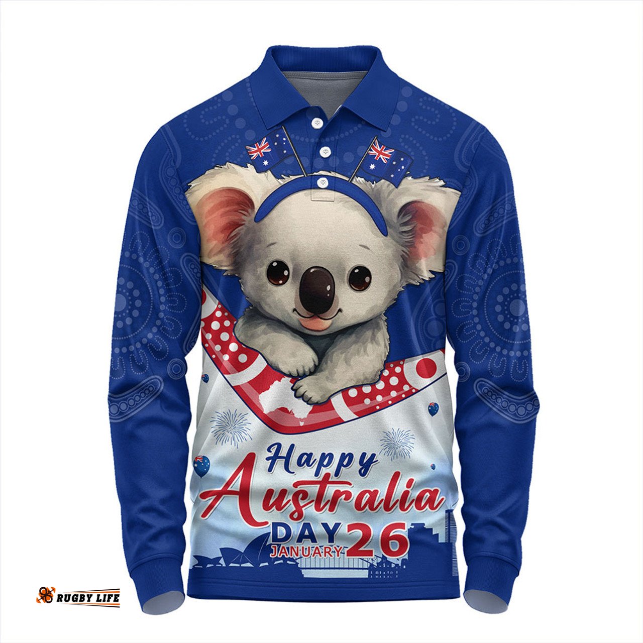 Amazing Aussie Australia Happy Australia Day Koala With Boomerang Edition Long Sleeve Polo Shirt