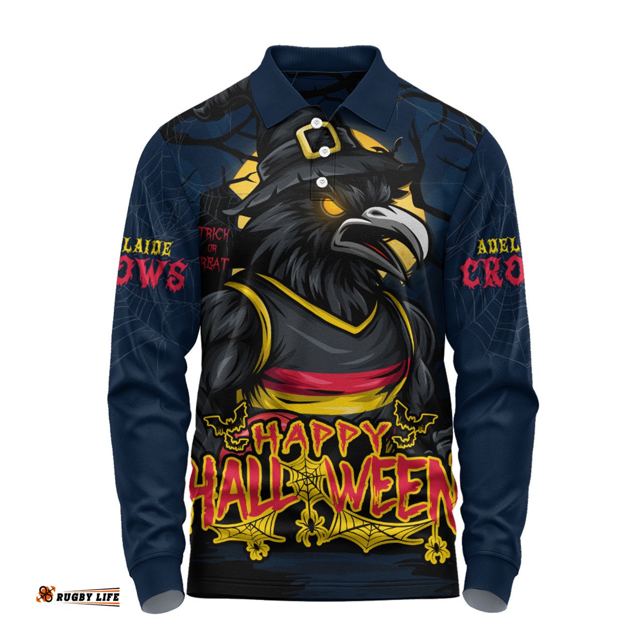 Amazing Aussie Adelaide Crows Full Moon Fever Halloween Supporter Long Sleeve Polo Shirt