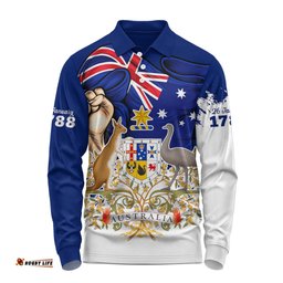 Amazing Aussie Australia Australia Power Pride And Heritage Crest Long Sleeve Polo Shirt
