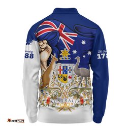 Amazing Aussie Australia Australia Power Pride And Heritage Crest Long Sleeve Polo Shirt