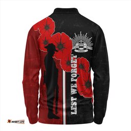 Amazing Aussie Australia Anzac Day Lest We Forget Remebrance Day (Black) Long Sleeve Polo Shirt
