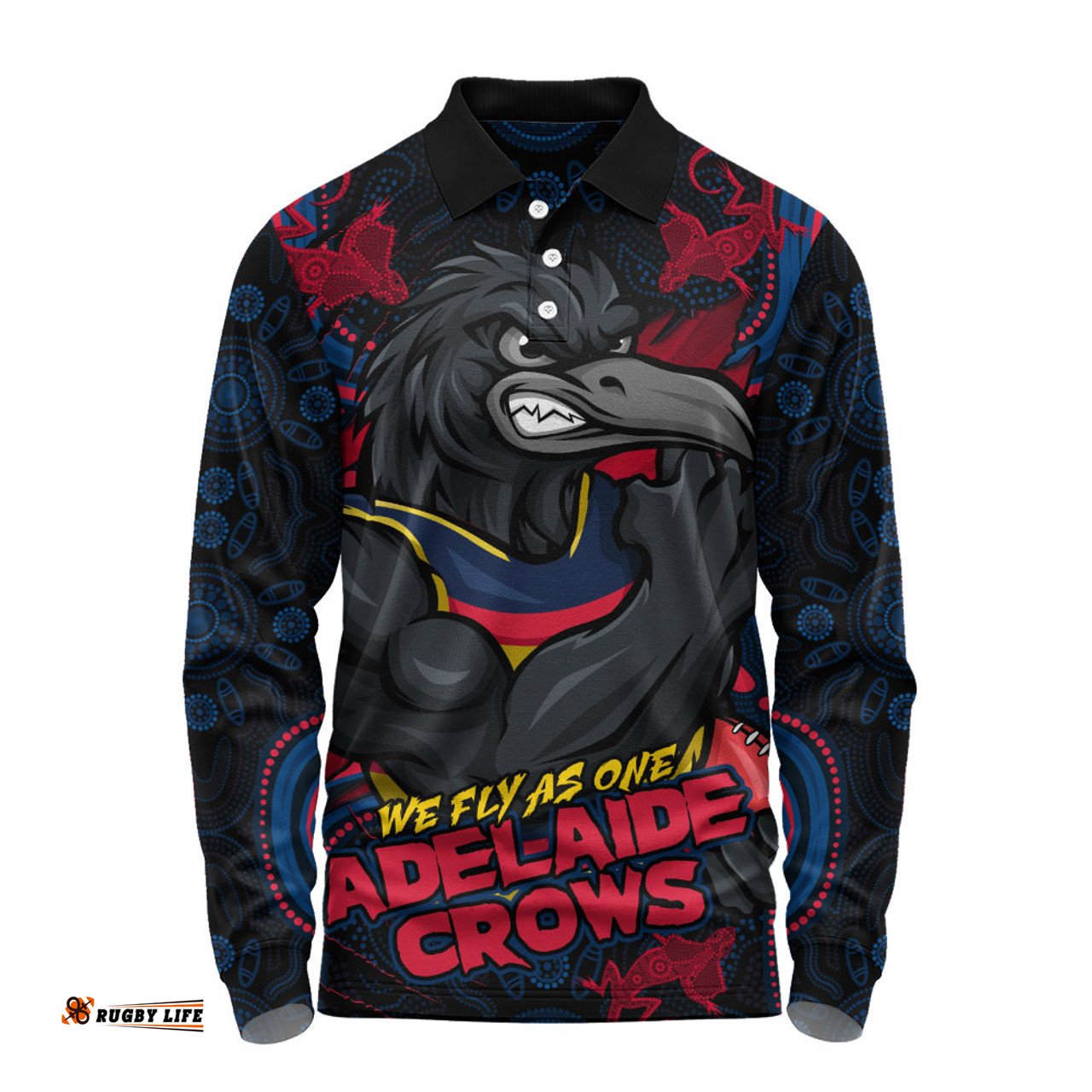 Amazing Aussie Adelaide Crows Spirit Warriors Of The Game Long Sleeve Polo Shirt