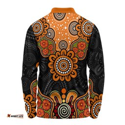 Amazing Aussie Australia Aboriginal Indigenous Dot Style Design Cuture Long Sleeve Polo Shirt